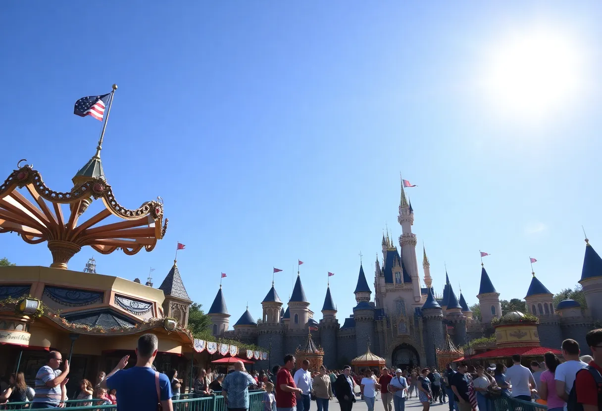 Families enjoying rides at Disneyland