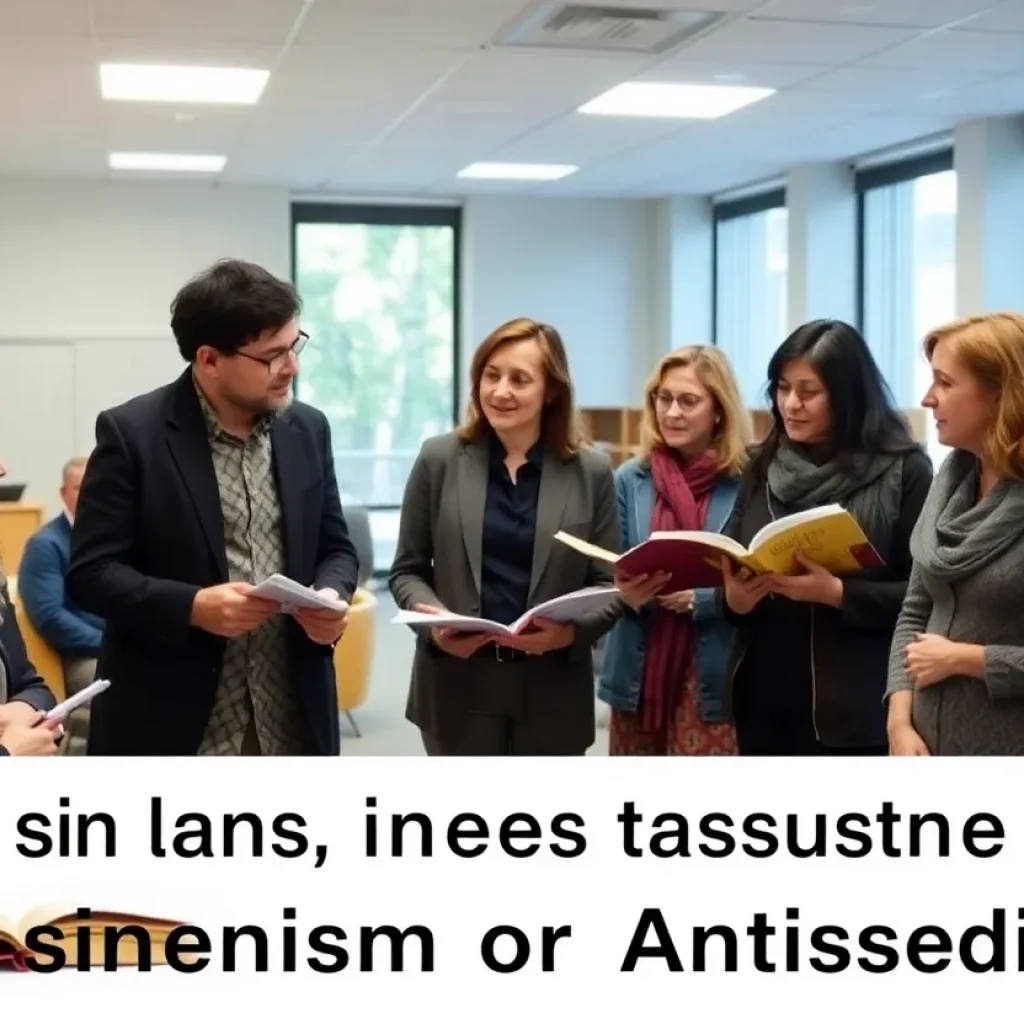 Faculty members discussing issues of antisemitism in a university setting