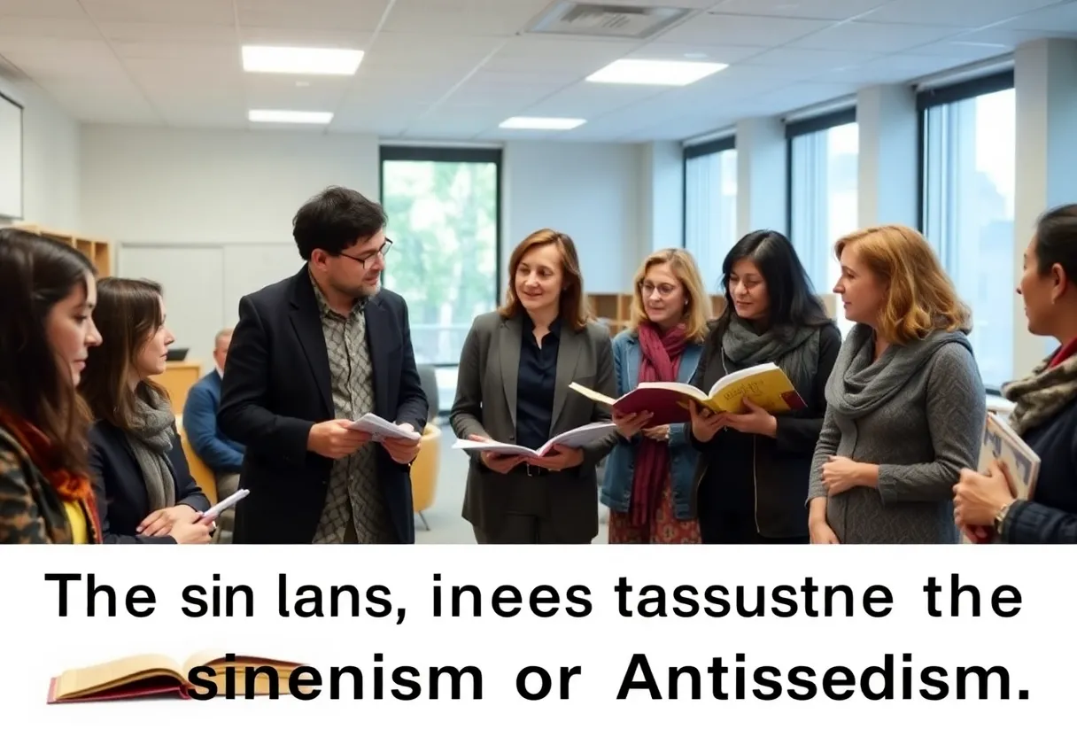 Faculty members discussing issues of antisemitism in a university setting