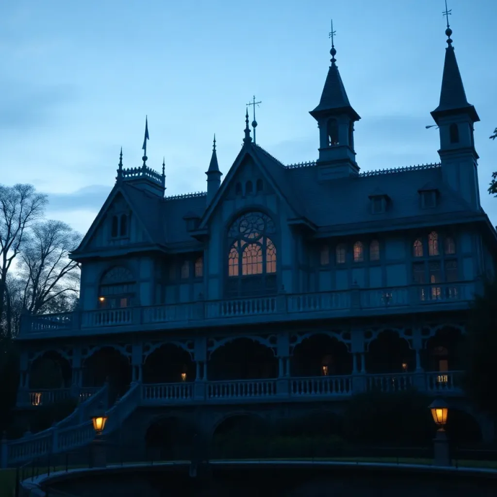 Haunted Mansion at Disneyland during twilight