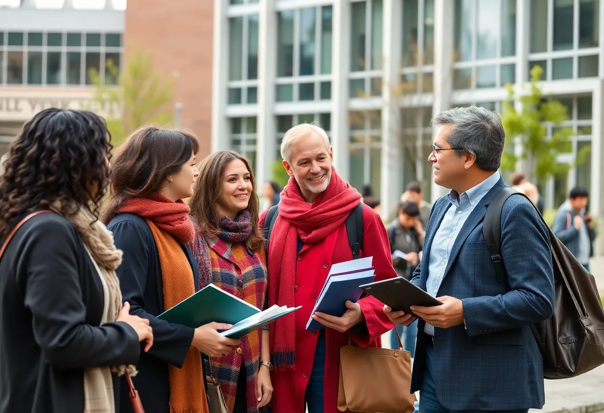 Faculty members engaging with students at Long Beach State University