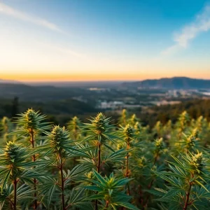 California landscape with medical cannabis plants