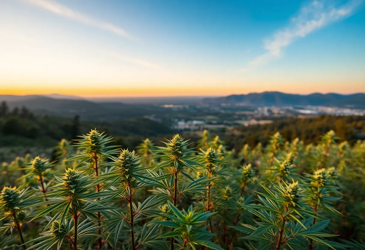 California landscape with medical cannabis plants