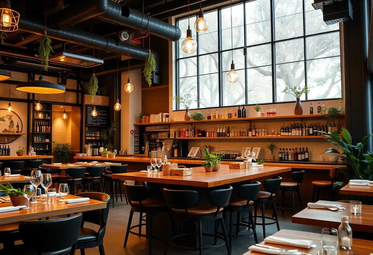 Interior of Poppy's Restaurant at Hilton Anaheim showcasing beautiful design and vibrant food presentation.