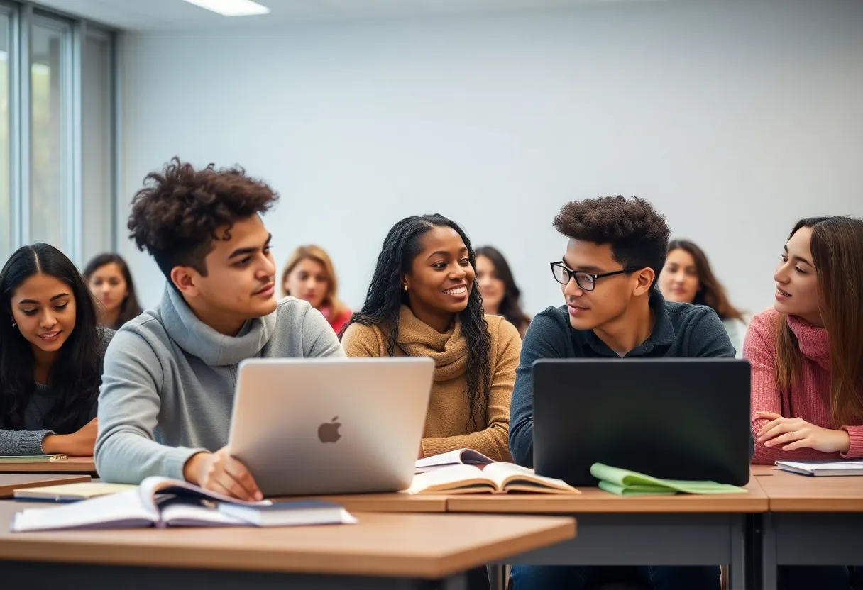 Students in a classroom for psychology studies
