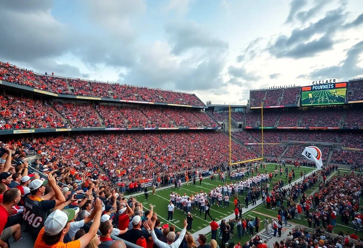 Fans celebrating the San Diego State Aztecs victory at a football game.