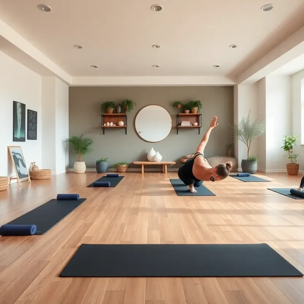 Interior of Stretch Zone studio in Anaheim Hills with stretching equipment