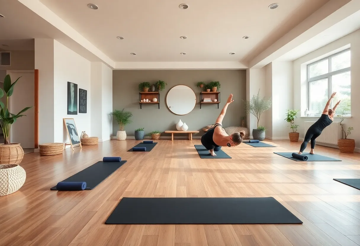 Interior of Stretch Zone studio in Anaheim Hills with stretching equipment