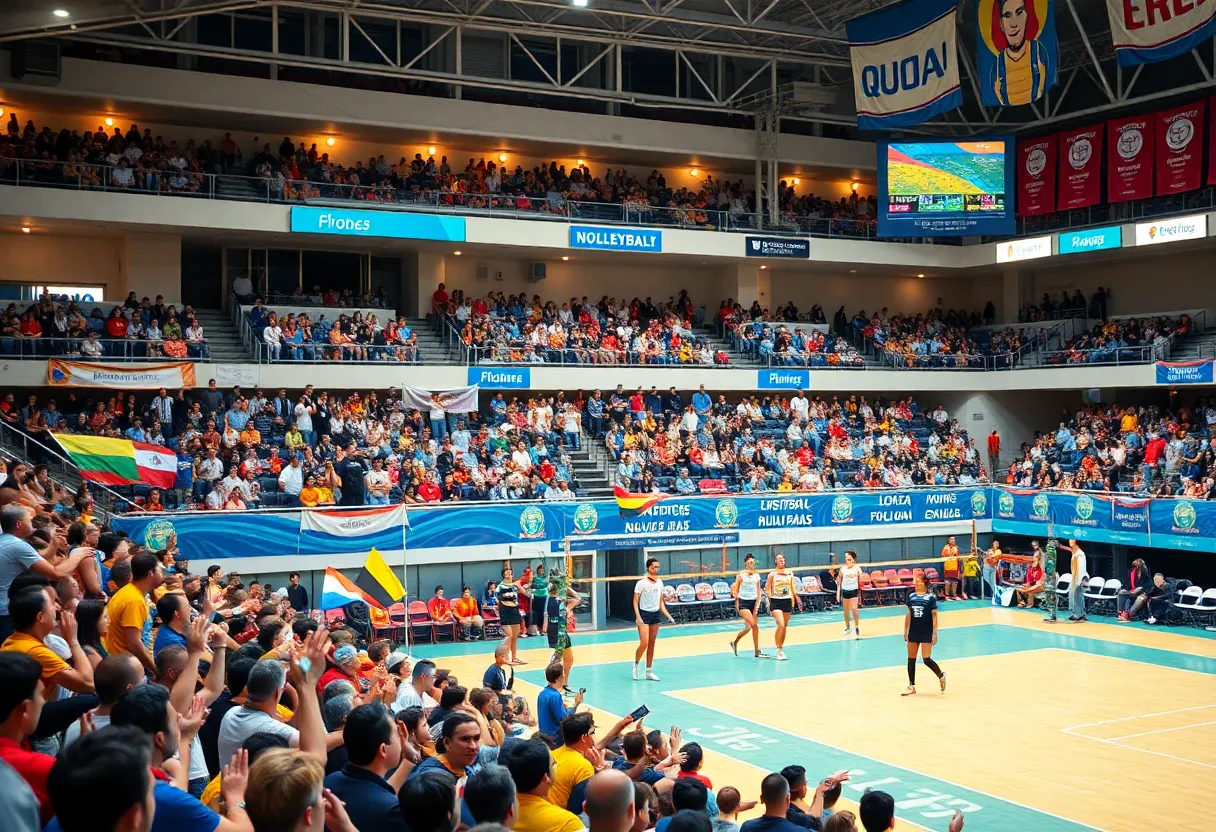 Fans cheering for UNLV volleyball team during a match